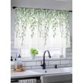 thumbnail image 5 of Sheer Curtains 54 Inch Length 2 Panels Set for Kitchen, Eucalyptus Leaves Semi Sheer Curtains for Windows, Green Summer Botanical Weeping Voile Window Treatments Rod Pocket Curtain, 5 of 7