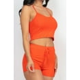 thumbnail image 4 of FASHNZFAB Ribbed Crop Cami Top & Shorts Set, 4 of 5