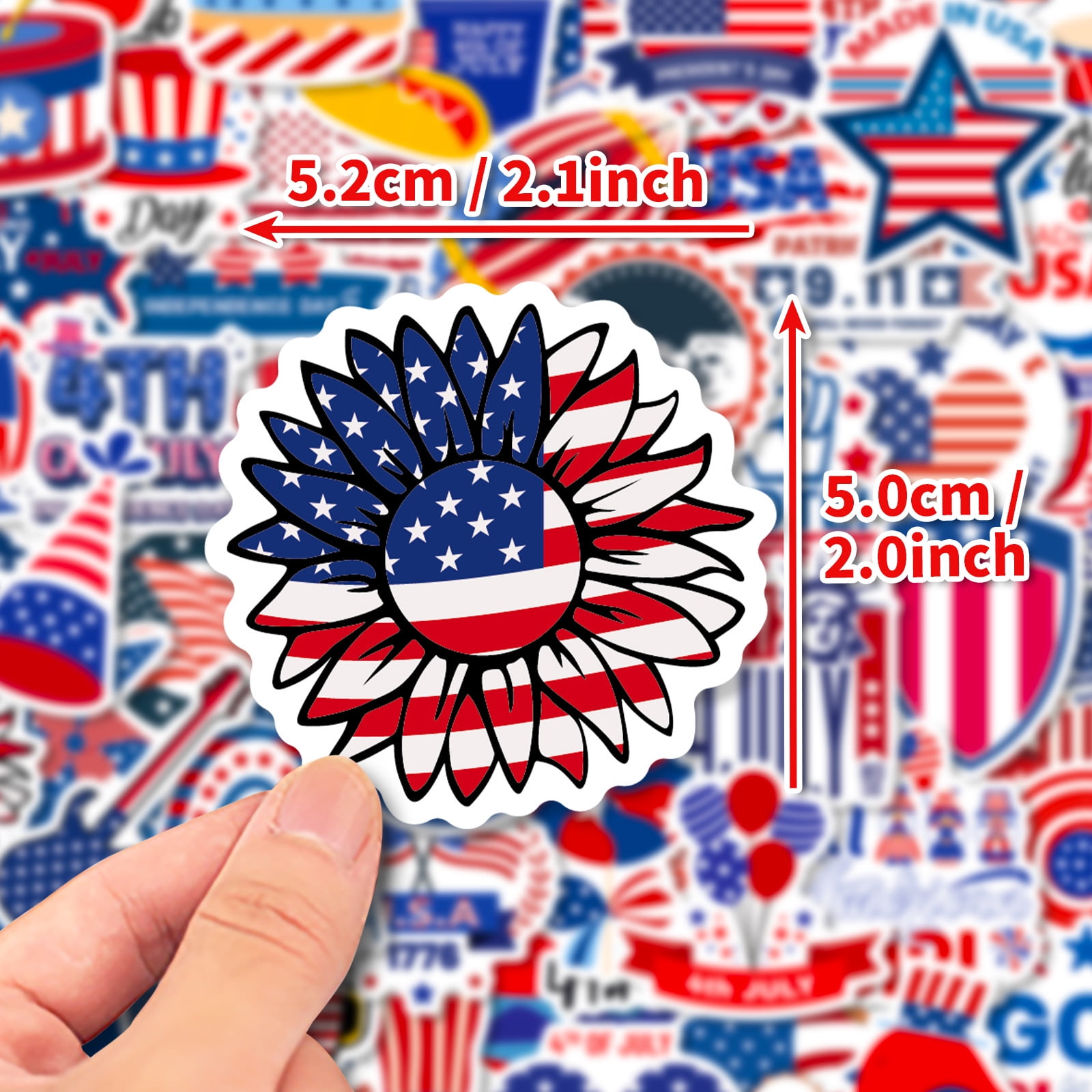100 American Independence Day Stickers - Featuring Presidents, Hearts, Hats, and U.S. Flags, Celebration Decals