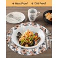 thumbnail image 3 of 15 Inch Round Placemats Set of 6, Orange Floral Non Slip Heat Insulation PP Table Mats, Abstract Watercolor Flower Leaf Plant Washable Place Mats for Kitchen Dining Party Table Decor, 3 of 7