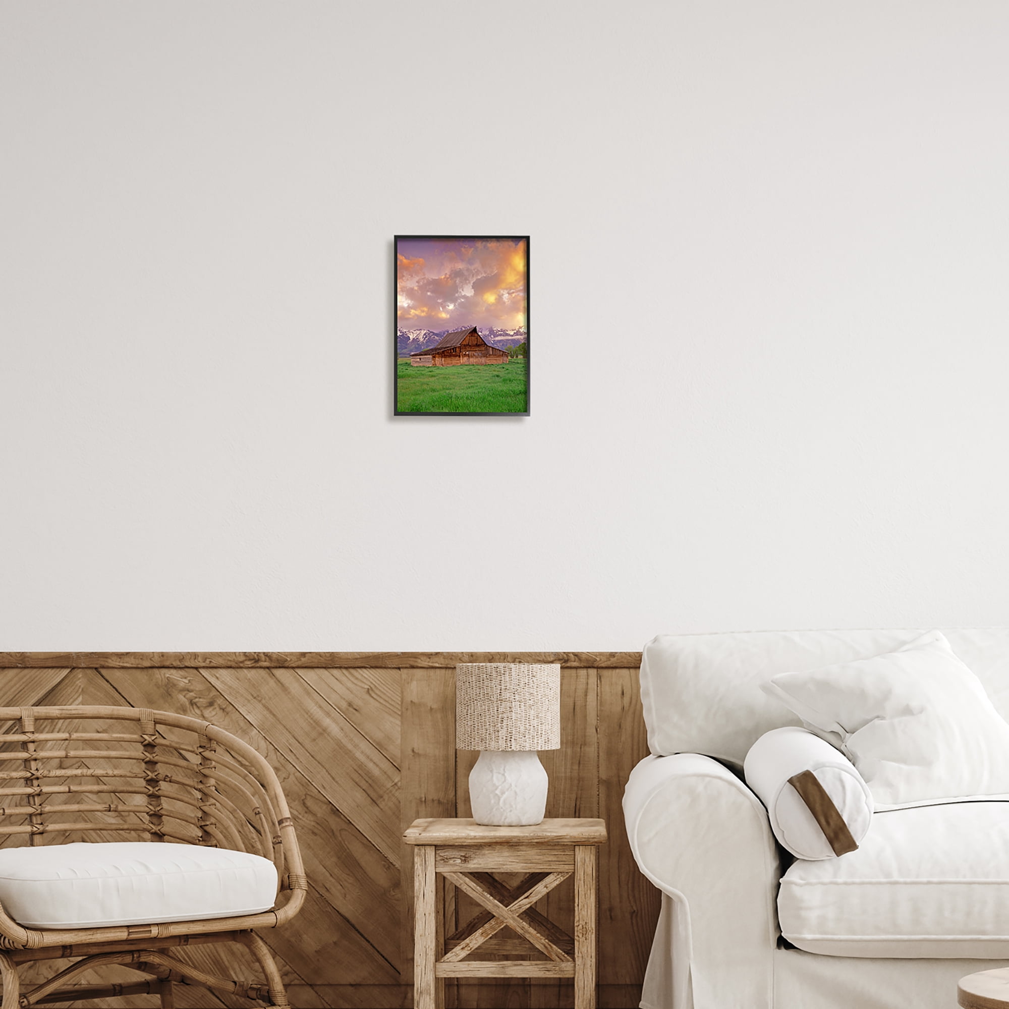 Stupell Industries Cabin in Mountain Landscape Nature Photography Black Framed Art Print Wall Art, 11 x 14
