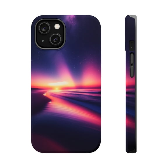 DistinctInk Tough Case for Apple iPhone 13 MINI (5.4" Screen), Compatible with MagSafe Charging - "Twilight Waters: A Celestial Symphony Unveiled"