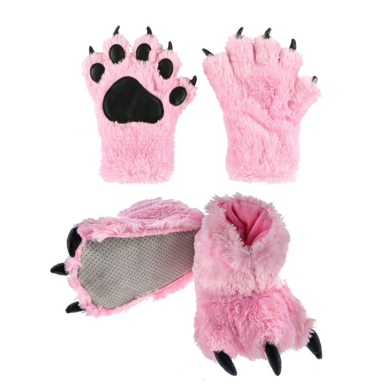 Tante ære katalog LazyOne Paw Mittens and Slippers Set, for Kids and Adults, Pink Bear -  Walmart.com
