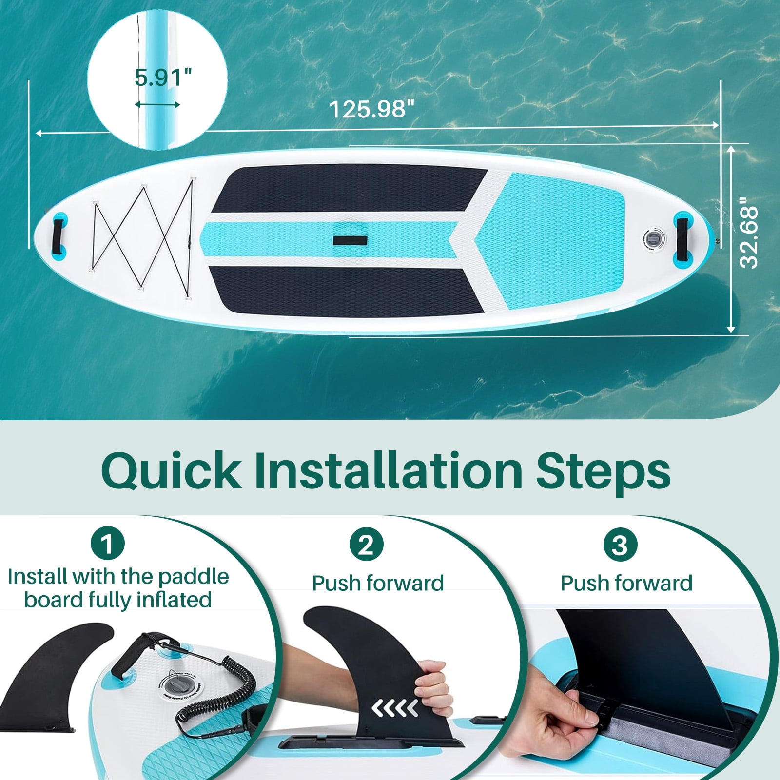 10'5" Inflatable Stand Up Paddle Board, Commercial Grade PVC ISUP with Non-Slip Deck, Complete SUP Accessories: Paddle, Pump, Leash & Backpack, All-Skill Level Water Sports Board, Blue