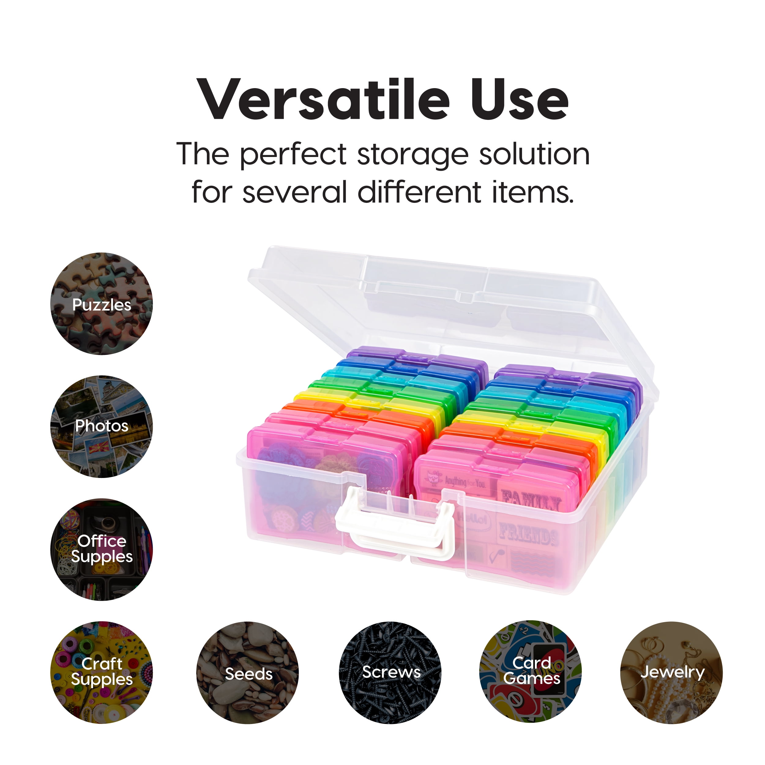IRIS Extra Large 4" x 6" Photo Keeper with 16 cases, Rainbow/Clear, 2Pk