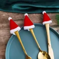 thumbnail image 5 of 50/1 piezas Mini gorro de Papá Noel de tela no tejida, tapas de piruletas, cubiertas para botellas de vino de Navidad, soporte para botellas de Navidad, decoraciones para mesas y cenas, 5 of 5