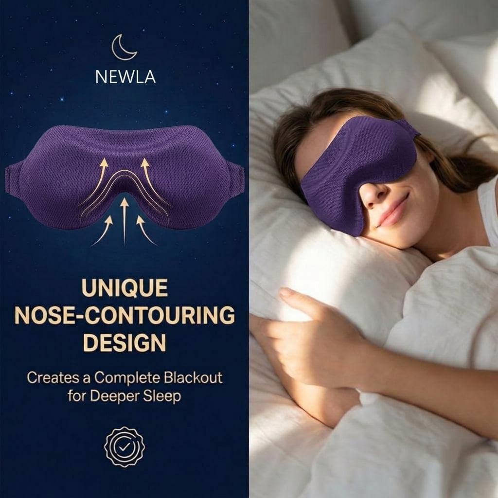 3 Pack Sleep Masks for Women & Men: Soft Blackout Eye Cover for Sleeping - Comfortable 3D Contoured Design for Side Sleepers and Night Shift
