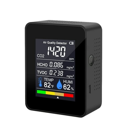 

5 in 1 CO2 Meter Digital Temperature Humidity Sensor Tester (Black)