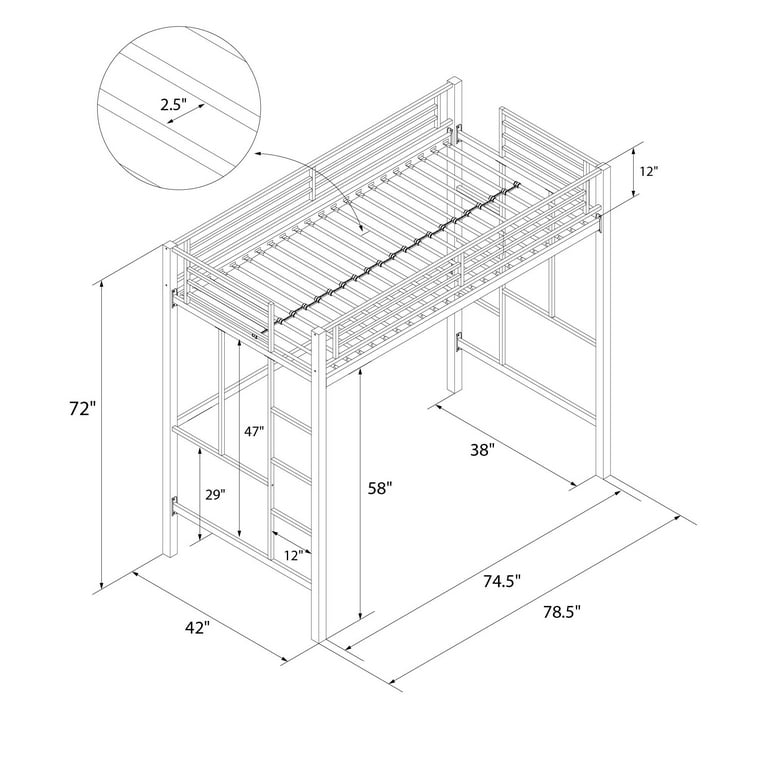 Yourzone metal sale loft bed
