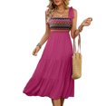 thumbnail image 2 of Women Sleeveless Summer Dresses Wedding Guest Maxi Dresses Ribbed Knit Tops and Polyester Skirt with Pockets Rose Red XL, 2 of 9