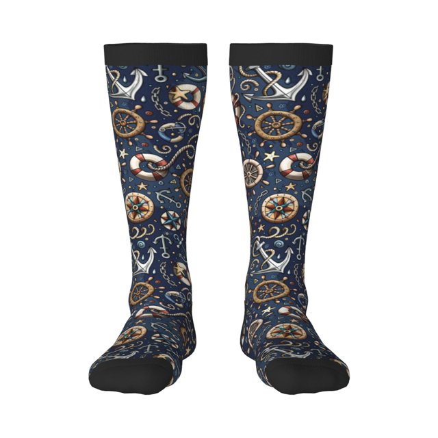 Balery Nautical Calcetines novedosos Calcetines deportivos Calcetines hasta la rodilla Calcetines de algodón Calcetines originales y geniales