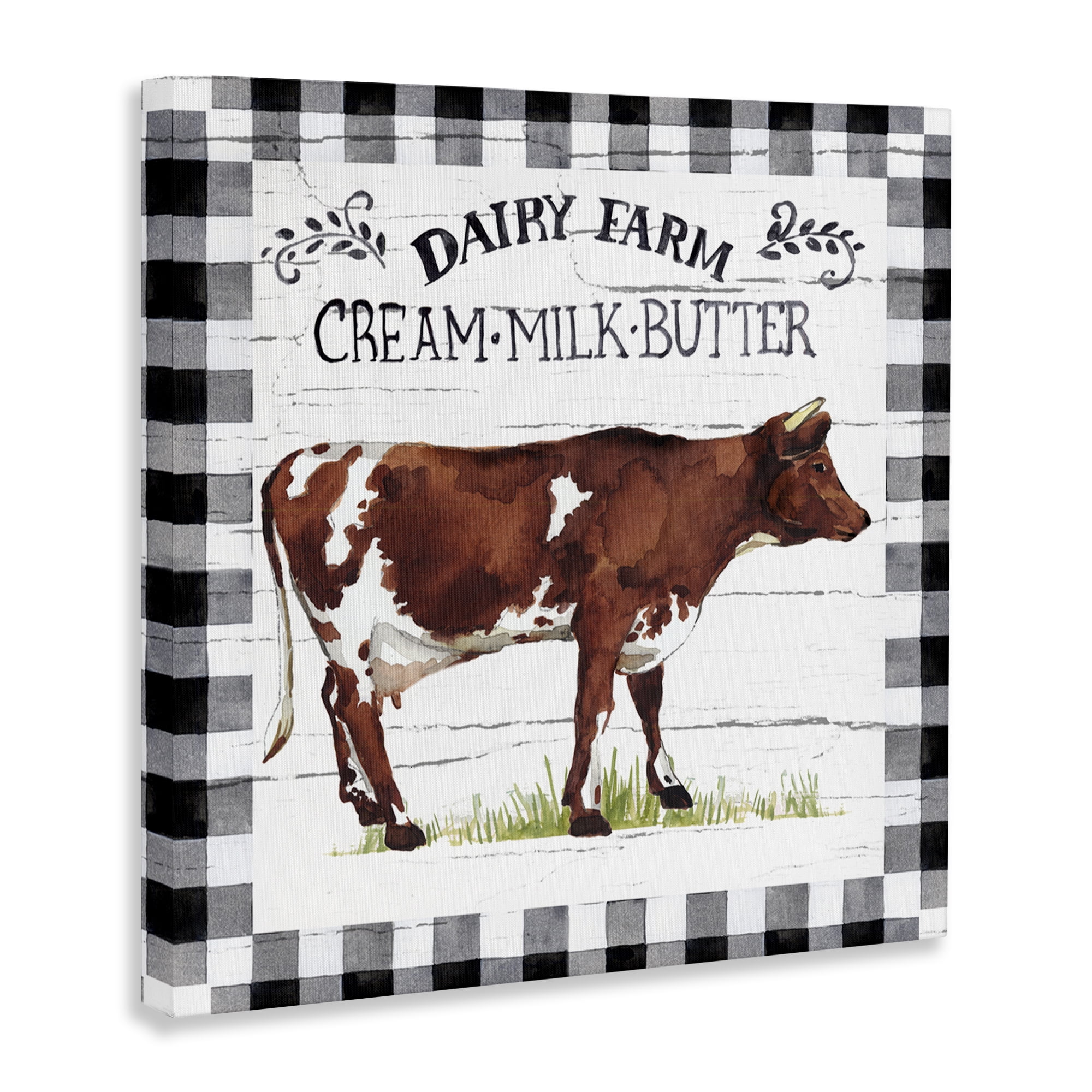 Stupell Industries Rustic Spring Cow Animals Painting Wrapped Canvas Art Print Wall Art, 30 x 30