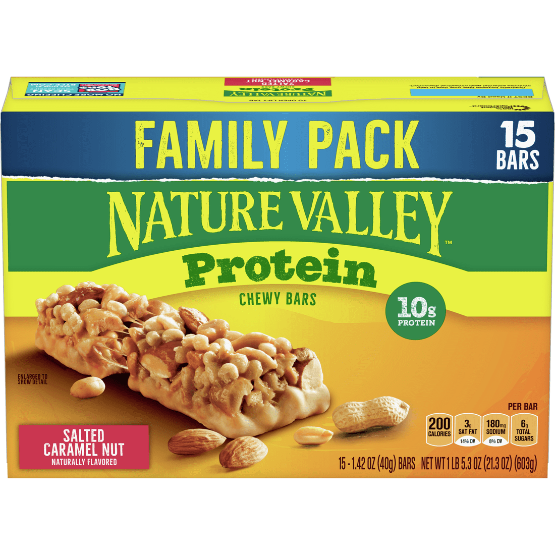 Nature Valley 10g Protein Chewy Granola Bars, Salted Caramel Nut, 15 Ct ...