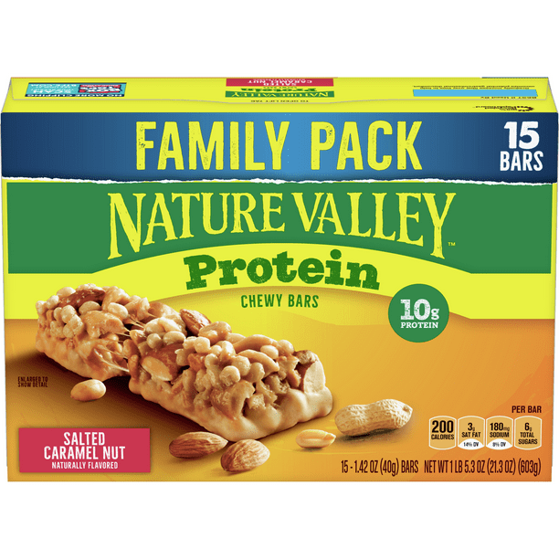 Nature Valley 10g Protein Chewy Granola Bars, Salted Caramel Nut, 15 Ct