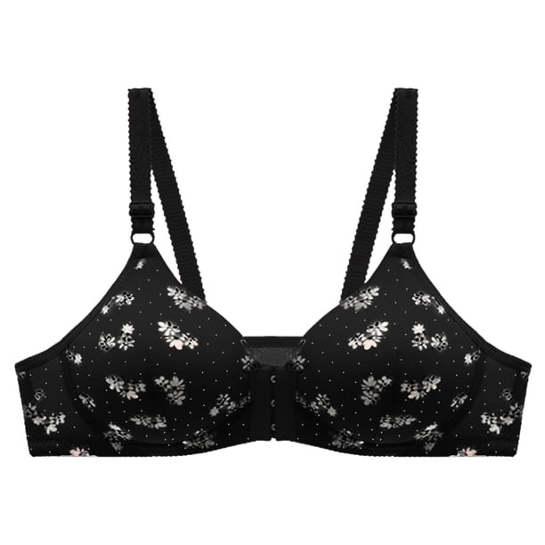 Gibobby Brasier Mujer sin Varilla Sujetador grande con hebilla lateral delantera para mujer, borde sin movimiento de anillo de(Negro,42)