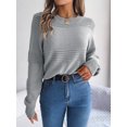 thumbnail image 2 of ZAXARRA Women's Fall Sweaters Long Sleeve Crew Neck Solid Color Pullover Casual Ribbed Knit Tops, 2 of 6