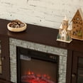 thumbnail image 5 of Fireplace TV Stand for TVs up to 65", Paproos Farmhouse TV Stand with 18" Electric Fireplace, Entertainment Center Televison Console Table with Realistic Stacked Stone & Adjustable Shelves, Cherry, 5 of 11