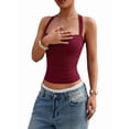 thumbnail image 2 of Women'S Square Neck Going Out Crop Tops Double Lined Cute Basic Tank Tops 2026 Clothes, 2 of 8