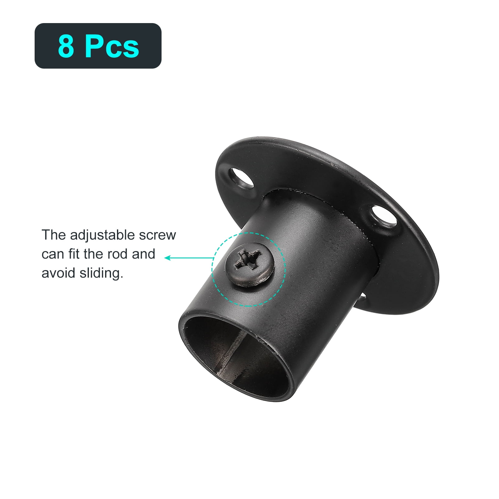 Unique Bargains Pole Sockets Flange Rod Holder Bracket Support Black 0.77" 8Pcs