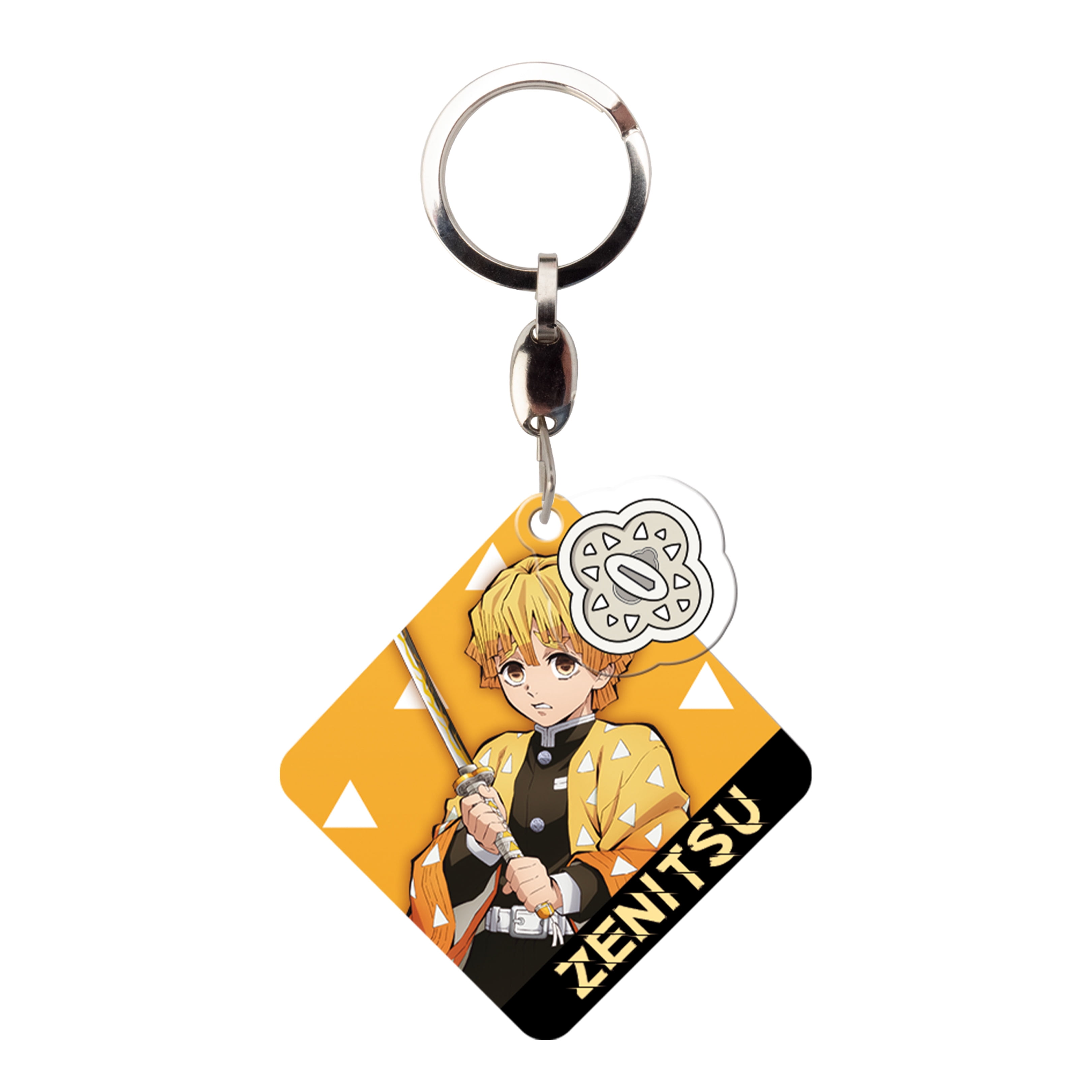Zenitsu Agatsuma Yellow and Black Metal Keychain with Charm