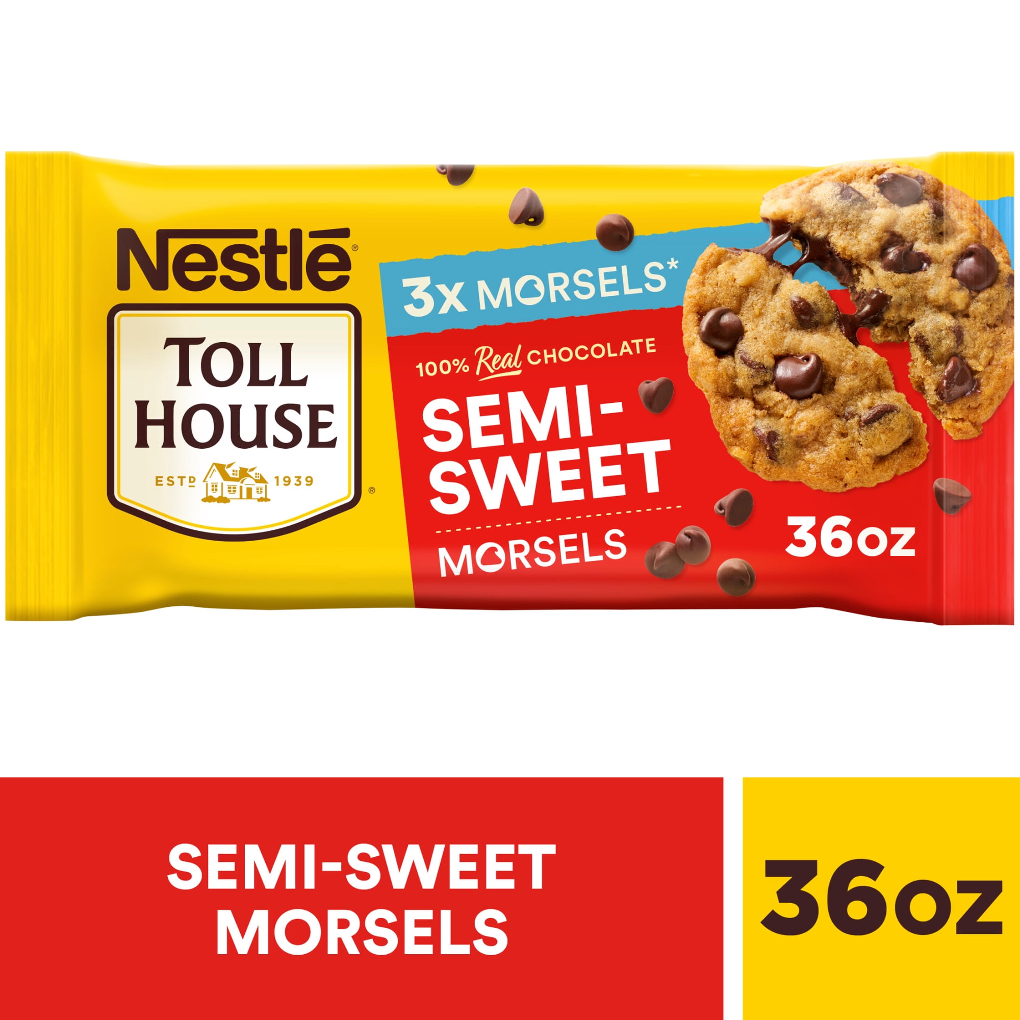 Nestle Toll House Semi Sweet Chocolate Regular Baking Chips, Morsels for Baking, 36 oz Bag