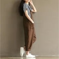 thumbnail image 5 of Pantalons Décontractés en Lin pour Femmes Combinaison en Coton Salopettes Pantalons Harem Stock US, 5 of 5