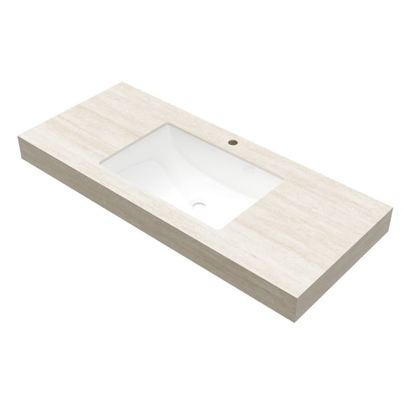 Montary 48" Sintered Stone Bathroom Vanity Top with Undermount Ceramic Basin with 1 Pre-Drilled Hole,Beige(NO Cabinet, NO Faucet)