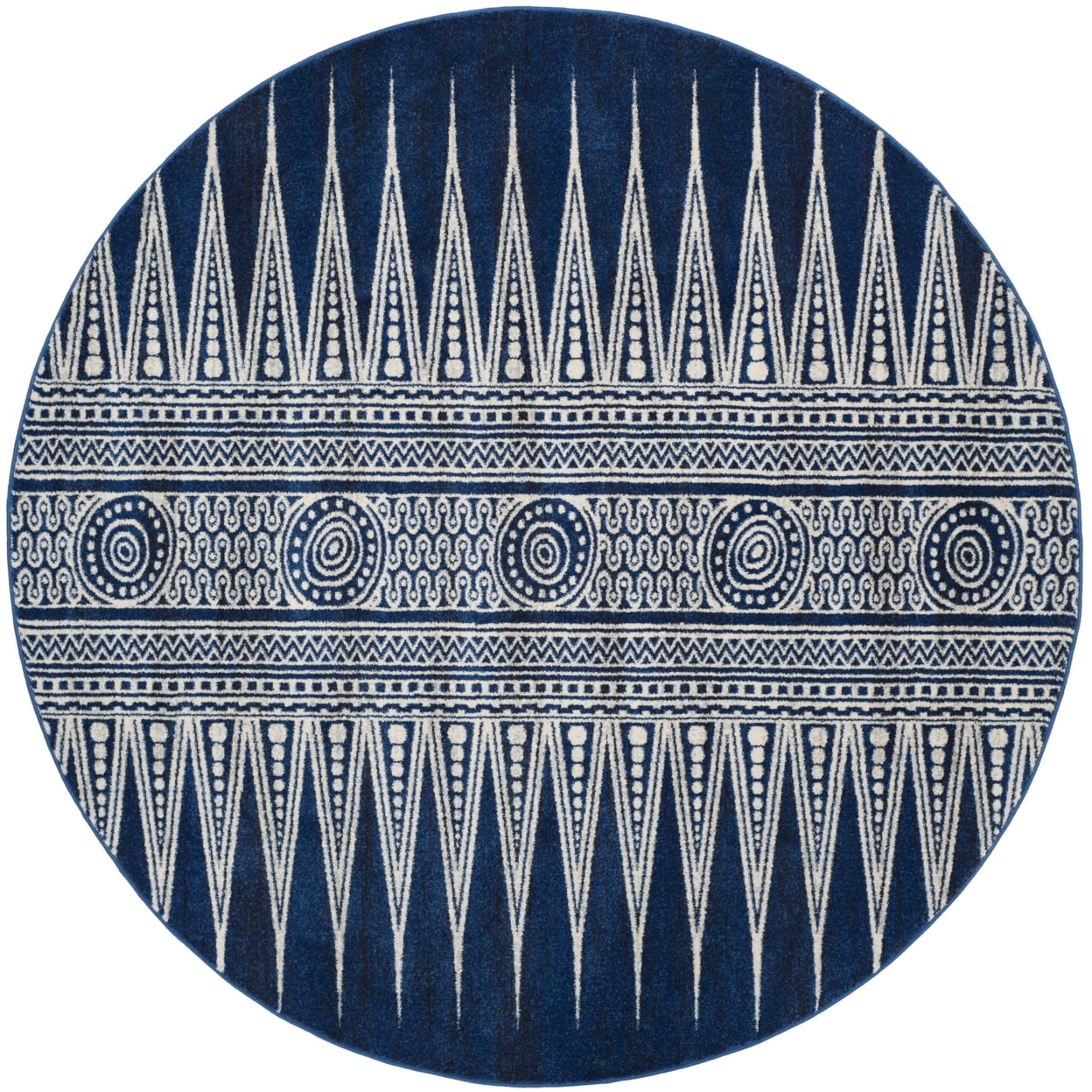 SAFAVIEH Evoke Keisha Abstract Area Rug, Royal/Ivory, 6'7" x 6'7" Round