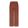 thumbnail image 6 of Bzhegqhd Women's Fashion Solid Color office Casual Button Zipper Elastic Waist Pocket Straight Pants, 6 of 8