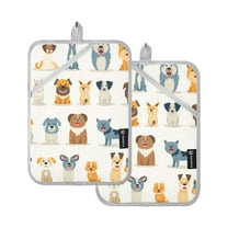 ALAZA Different Cartoon Cute Dog Pot Holders Set of 2 Heat Resistant Kitchen Oven Mitts