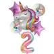 thumbnail image 1 of 6pcs/lot Rainbow Unicorn Balloon, Balloon Number Birthday Party Decorations, Kids Unicorn Party Wedding Balloons Gong Bohan unisex, 1 of 2