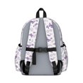 thumbnail image 3 of White Purple Butterfly Flower Pattern Cute School Backpack with Padded Back and Adjustable Shoulder Straps 13.4"x11"x4.7", 3 of 4