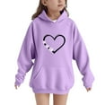thumbnail image 2 of Girls Oversized Hoodies Paw & Love Heart Printed Pullover Sweatshirts Clothes for Kids Valentines Day Gifts, Purple 14 Years, 2 of 6