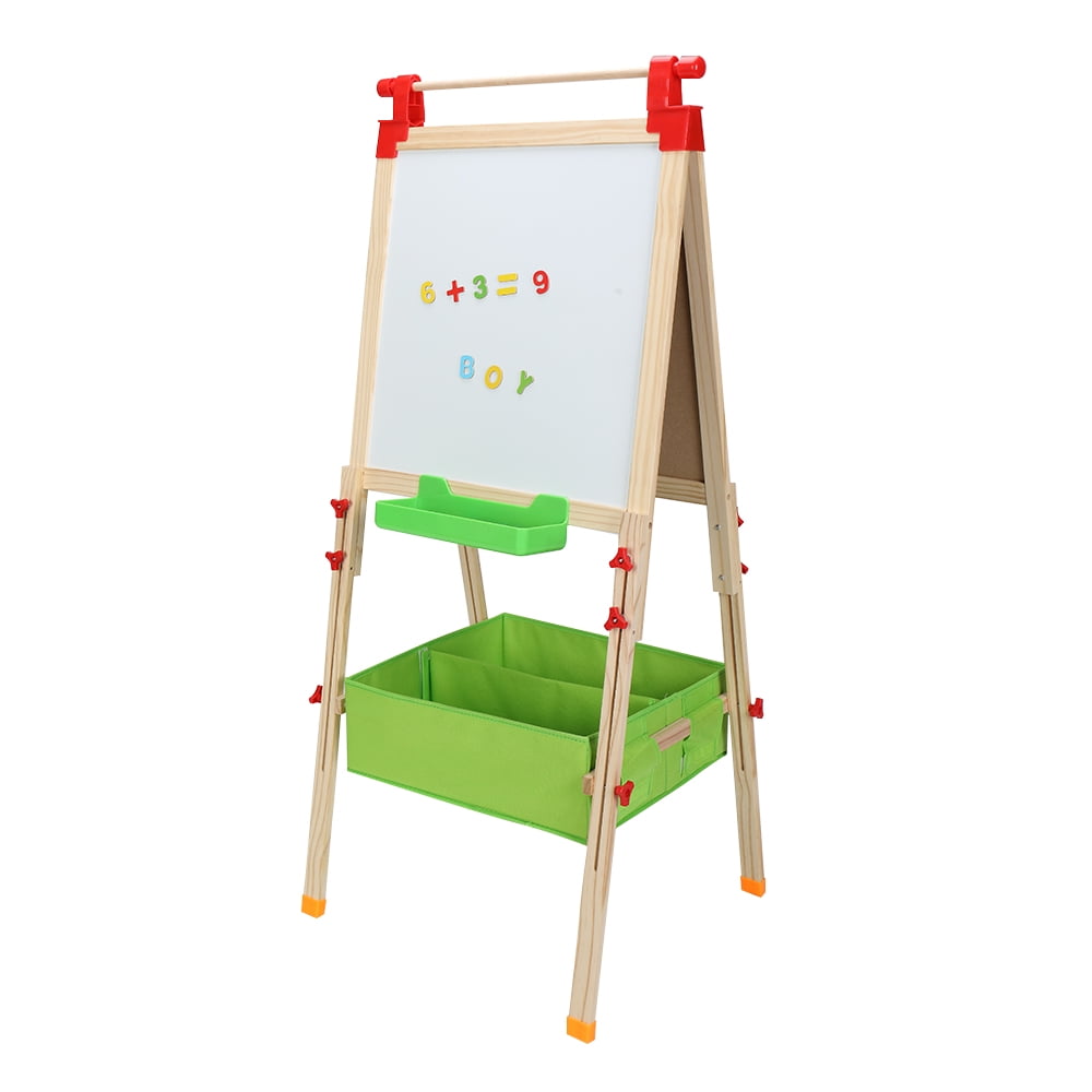 SalonMore Wooden Kids Art Easel, DoubleSided Whiteboard and Chalkboard