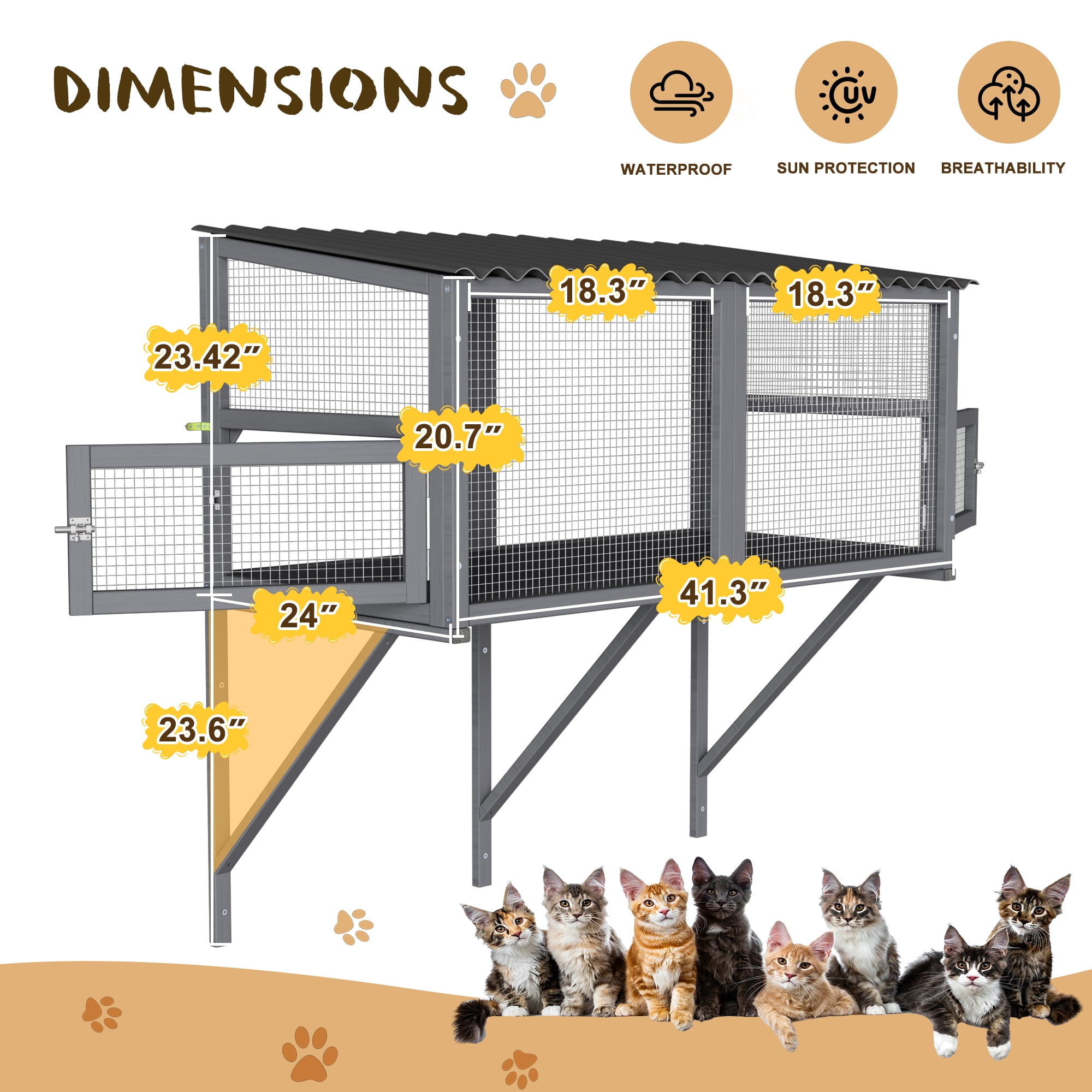 Magic Union Cat Catio, Cat Window Perch for Large Indoor Cats - Expandable Wooden Cat Window Box Enclosure for Multi Cats, Waterproof Cat Window Hammock for Safely Enjoying the Outdoor Sights