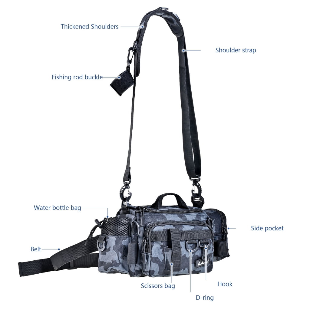 ZPAQI Fishing Tackle Bag Fishing Gear Bag Large Capacity Waist Bag Fishing Pack