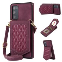 Case for Samsung Galaxy S20 6.2" 5G 2020, Allytech Detachable Crossbody Strap Flip PU Leather Magnetic Button RFID Blocking Purse Wallet Stand Case for Samsung S20 5G, Winered