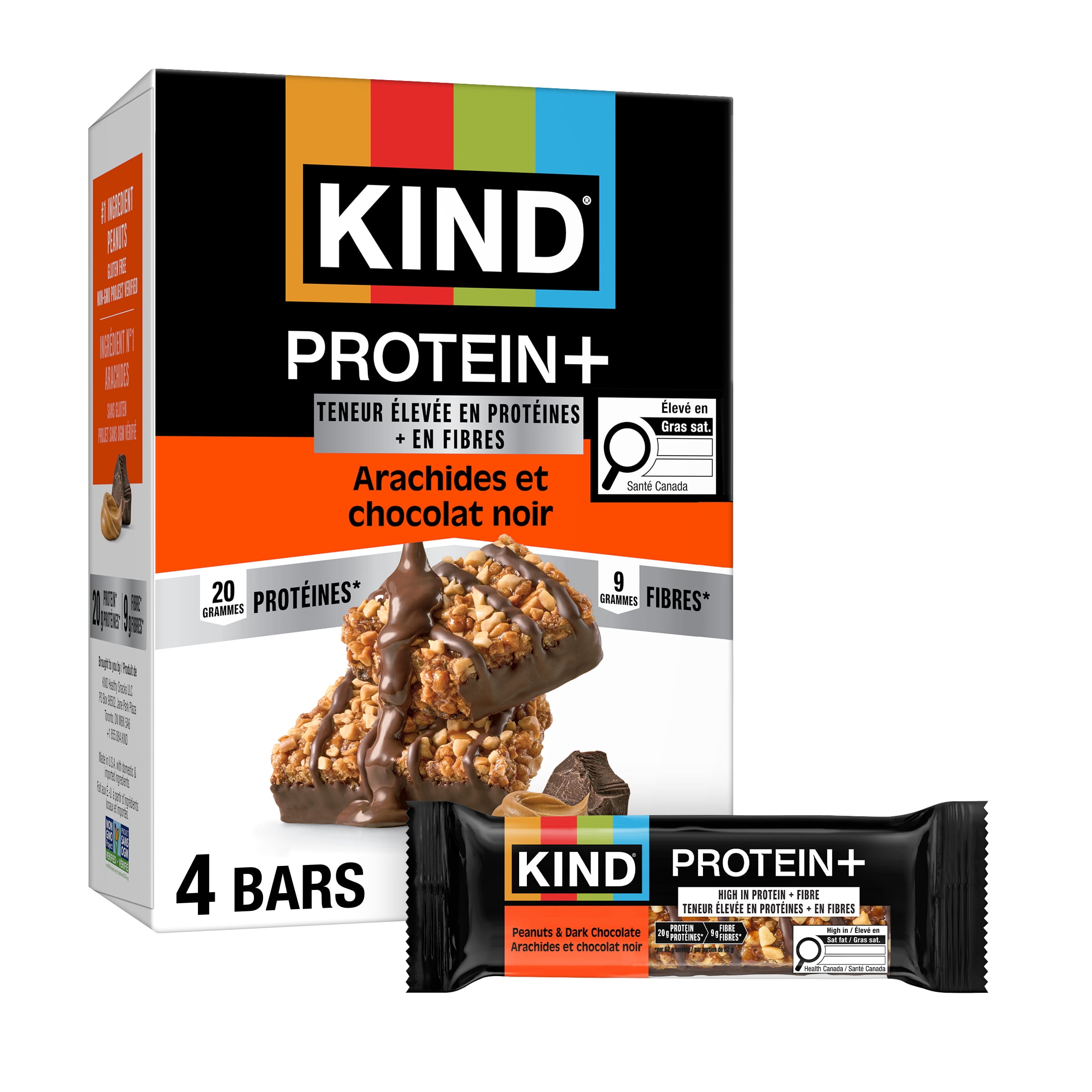KIND PROTEIN+ Peanuts & Dark Chocolate, 62 g, 4 Bars