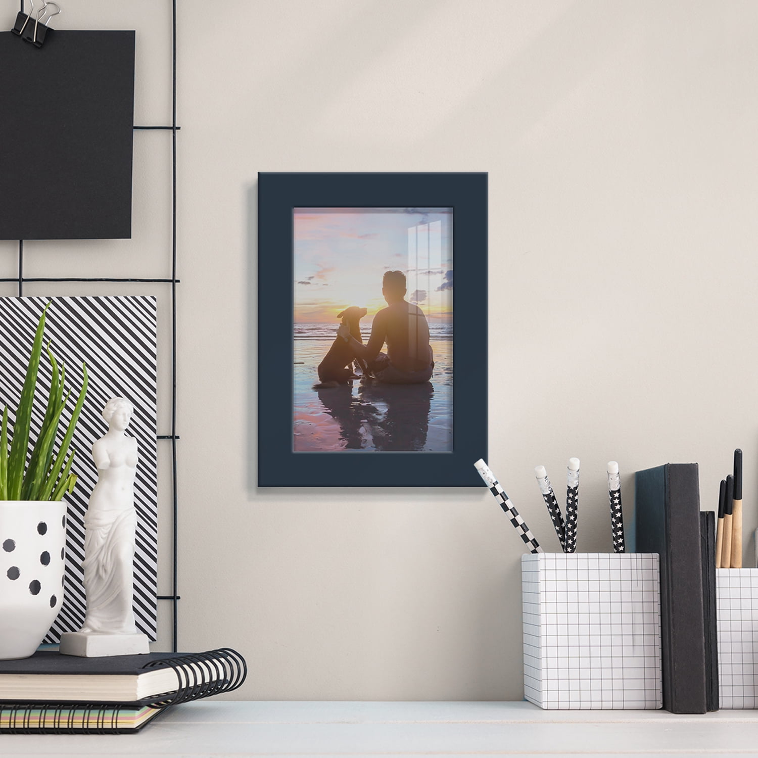 Modern 4 in. x 6 in. Dark Blue Picture Frame (Set of 2)