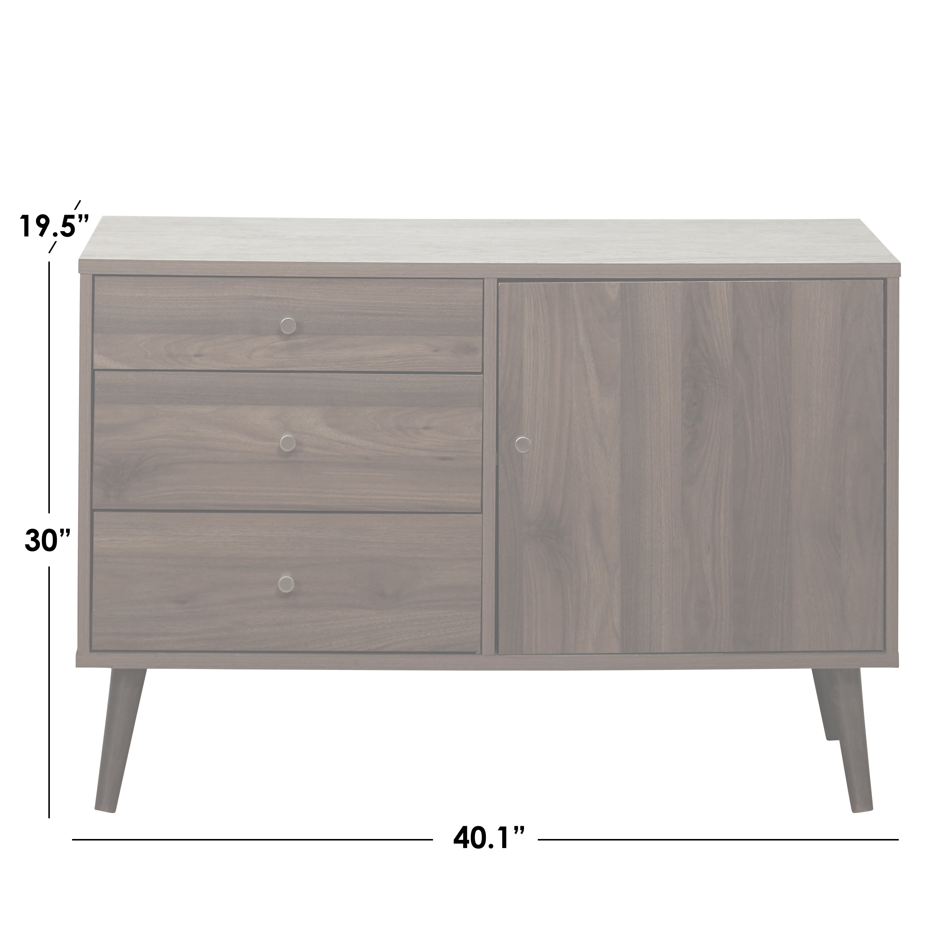TMS Carroll 40” Wide Mid Century Modern Dining Sideboard Buffet, Black FinishBlack