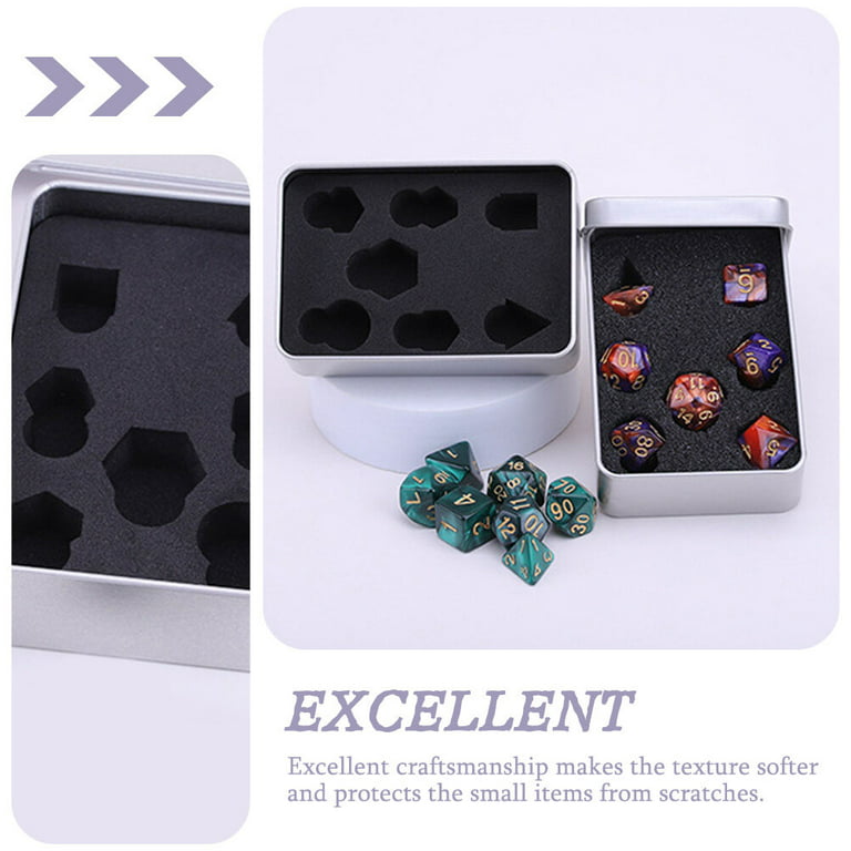 Iron Dice Case Square Dice Organizer Dice Packing Case Dice Container with  Foam Liner 