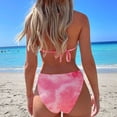 thumbnail image 5 of MIXUE Swim Suits for Women Solid Color Threaded Lace Triangle Cup Sexy Backless Bikini Sets for Women Swimwears Bathing Suits,Pink,M, 5 of 7