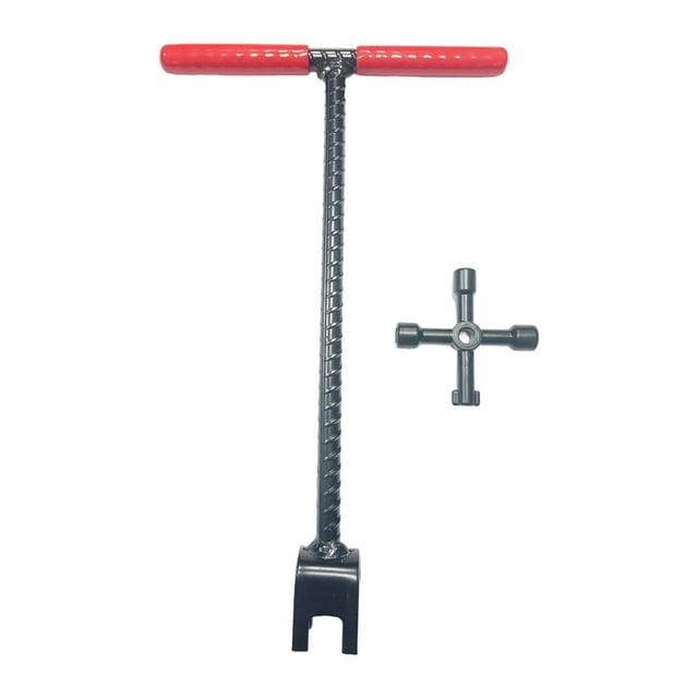 jinwen Water Meter Key 4 Way Utility Key Garden T Handle for Underground Stop Waste 12inch Red