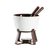 Shoreew Chocolate Fondue Mugs Set with Forks 300ml Ceramic Melting Pot Set for Chocolate Cheese Butter Tealight Candle Fondue Pot