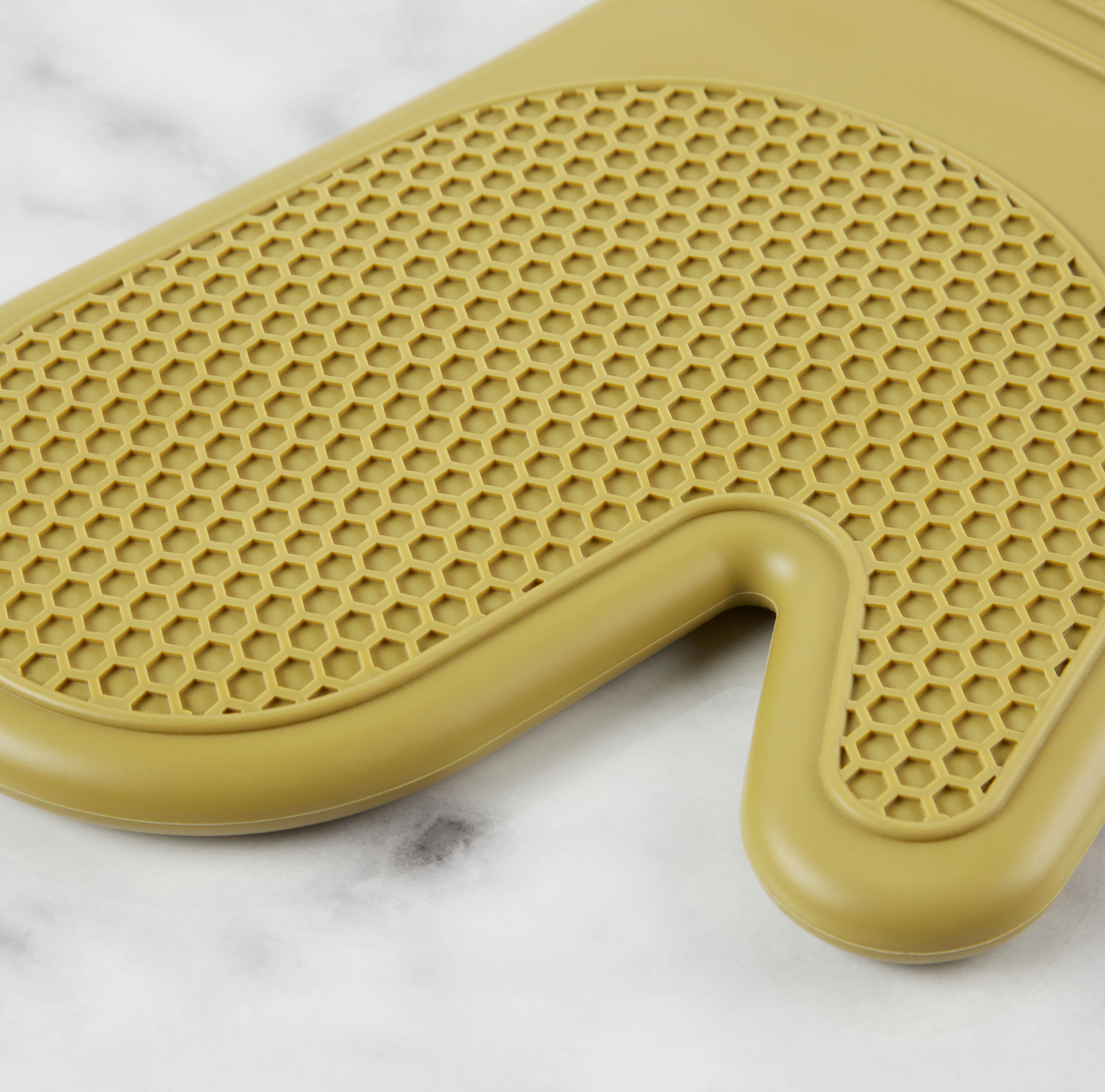 Better Homes & Gardens Honeycomb Silicone and Cotton Oven Mitt, Pot Holder, Mini Mitt Set, Green Saddle, 4 Pieces