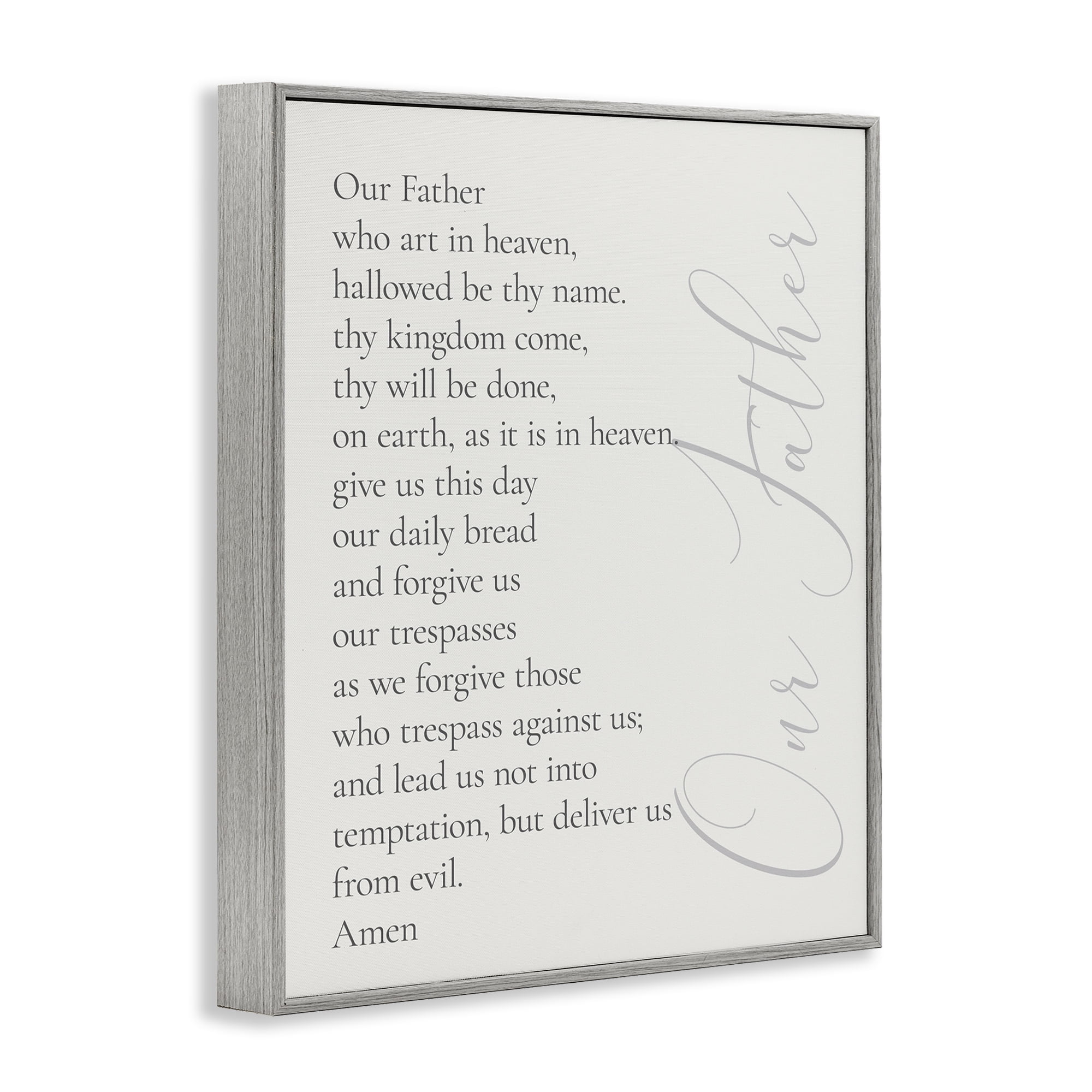 Stupell Industries Our Father Prayer Religious Painting Gray Framed Art Print Wall Art, 11 x 14
