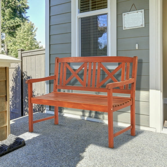 XgoodX 47" Outdoor Wooden Garden Bench – 2-Person Acacia Wood Loveseat for Garden, Patio, Poolside Seating, Weather-Resistant, Comfortable & Stylish (47.2 x 24.8 x 35 inches, L x W x H)