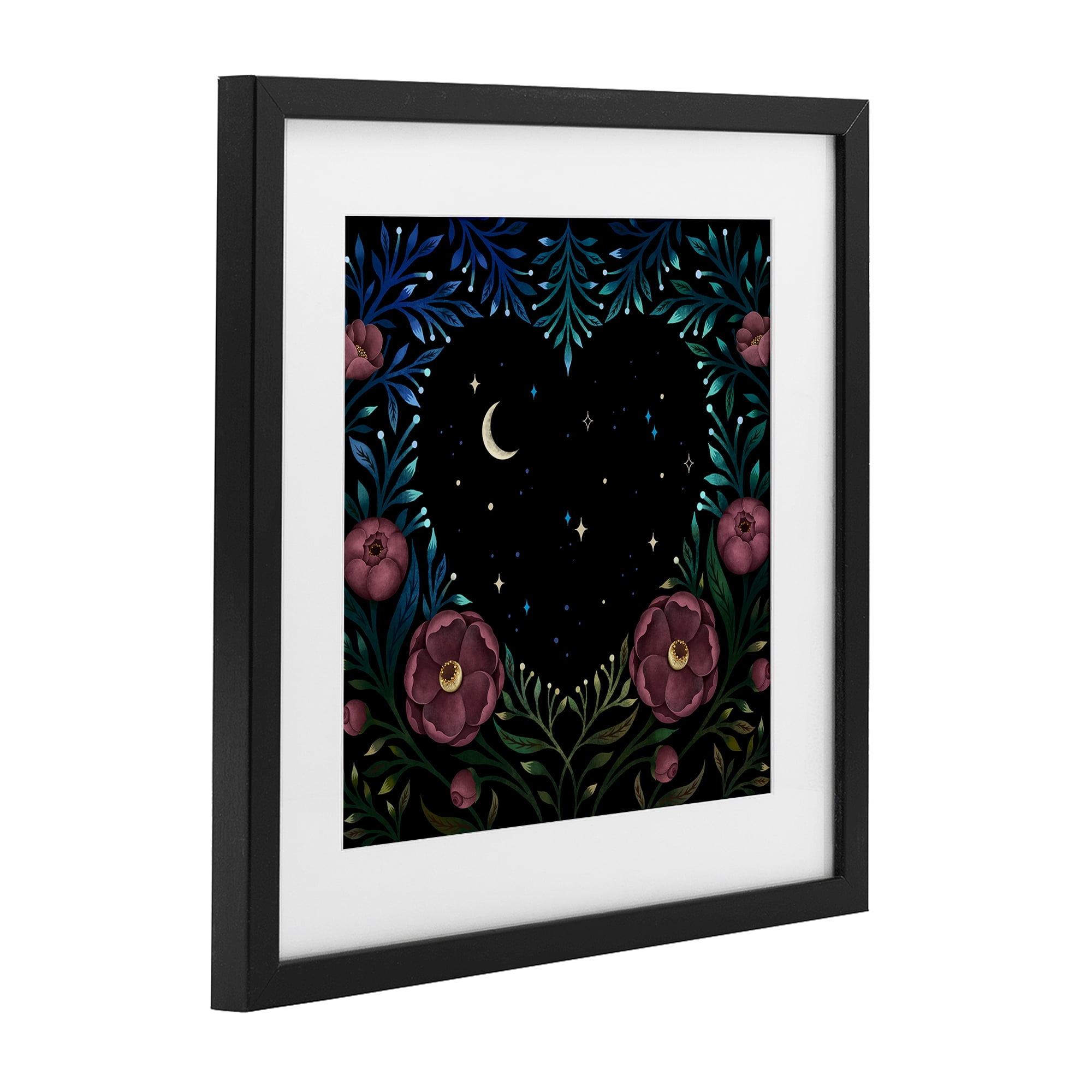 Stupell Industries Heart Night Sky Garden Black Framed Print Under Glass, design by Episodic Drawings