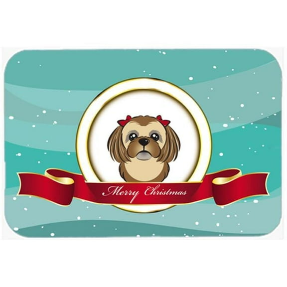 Carolines Treasures  Chocolate Brown Shih Tzu Merry Christmas Mouse Pad- Hot Pad & Trivet