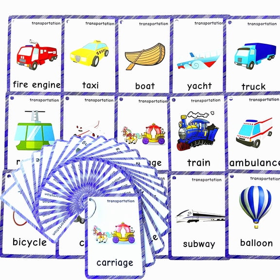 Transportation Flash Cards | Learning Toys Flashcards for Children Pre-K, Toddlers and Kids.(20Pcs/Set)